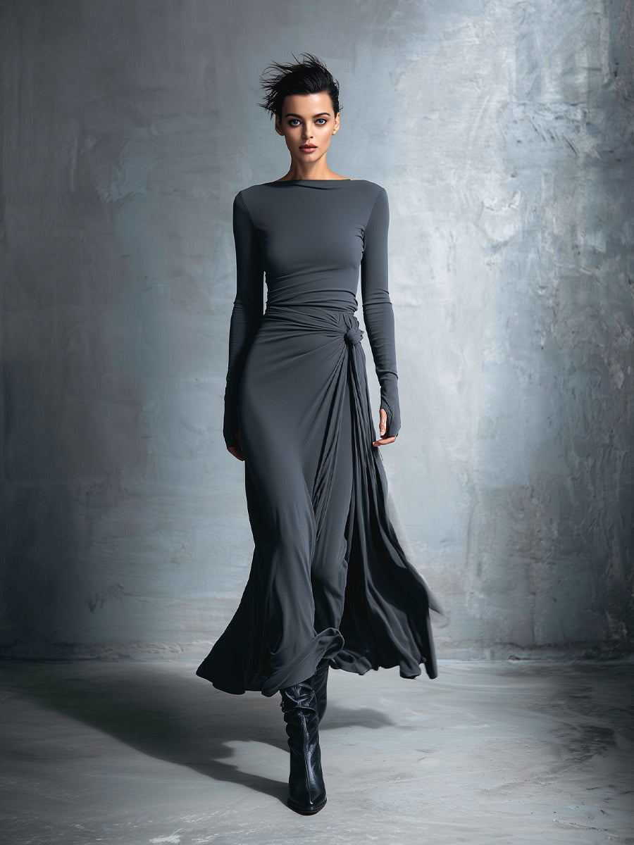 Naiara - Vestido maxi con nudo lateral
