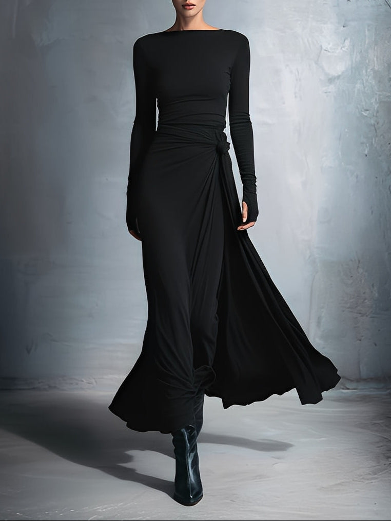 Naiara - Vestido maxi con nudo lateral