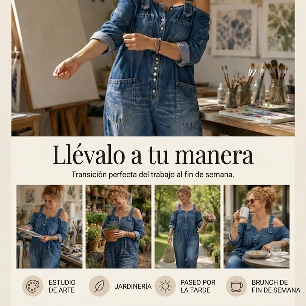 Conjunto de corte holgado con pernera ancha y bolsillos