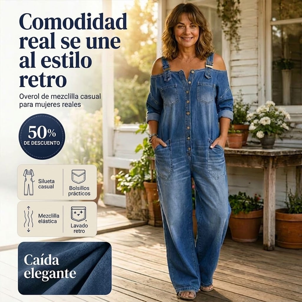 Conjunto de corte holgado con pernera ancha y bolsillos