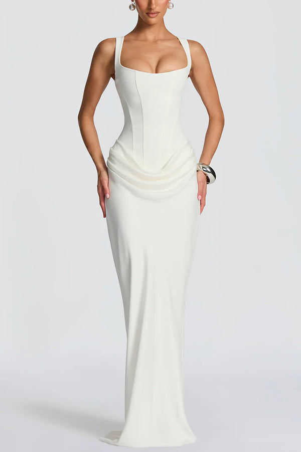 Leonor - Vestido maxi de escote cuadrado
