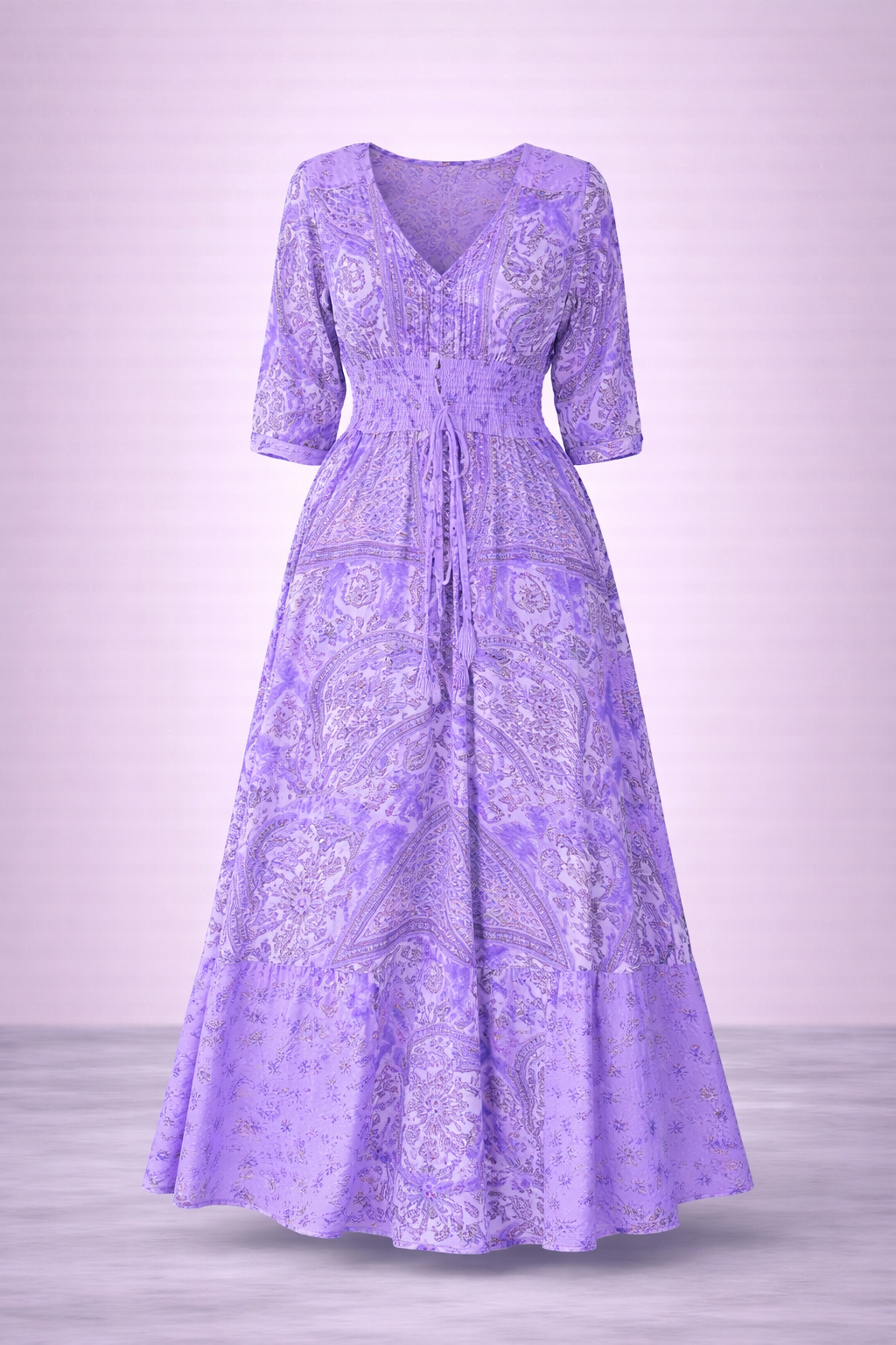 Mari -  Vestido largo con cordón floral | Elegancia veraniega natural 🌿