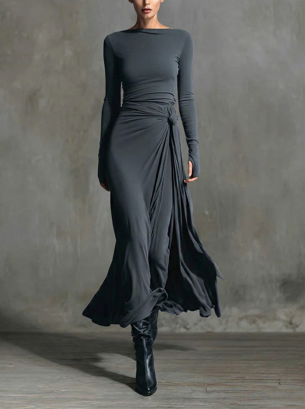 Naiara - Vestido maxi con nudo lateral