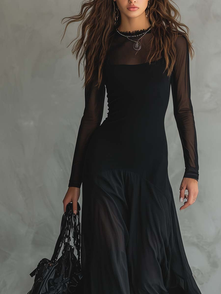 Yedra - Vestido maxi fluido de tul