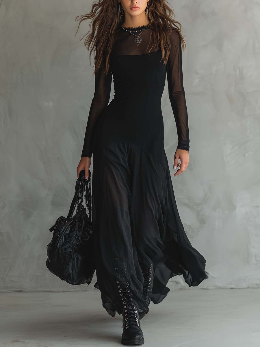 Yedra - Vestido maxi fluido de tul