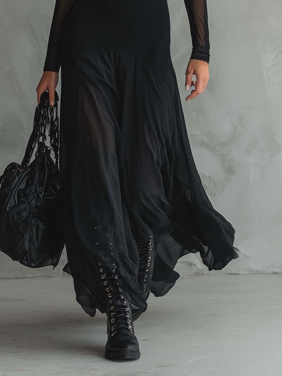 Yedra - Vestido maxi fluido de tul