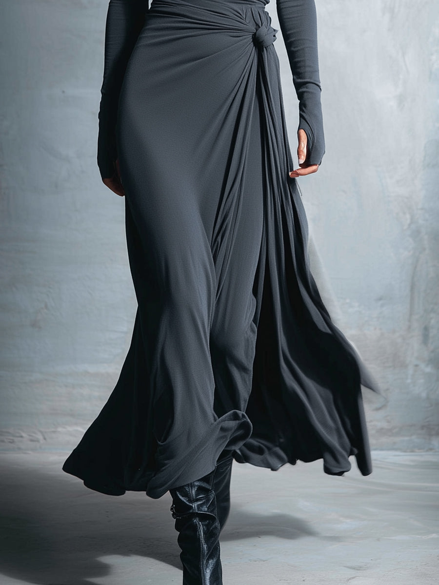 Naiara - Vestido maxi con nudo lateral