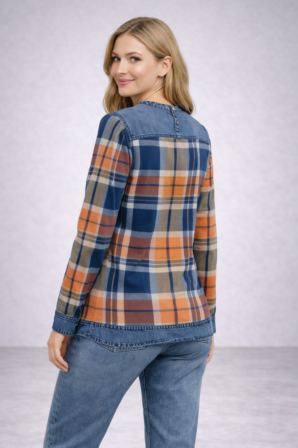 Sandra - Camisa Oversize de Cuadros Retro  Estilo Casual Urbano
