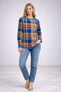 Sandra - Camisa Oversize de Cuadros Retro  Estilo Casual Urbano