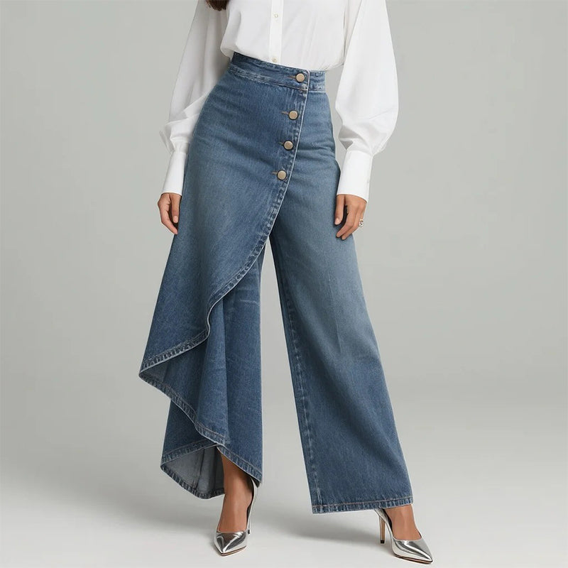 Marta - Falda-pantalón asimétrica con diseño cruzado, cómoda y moderna