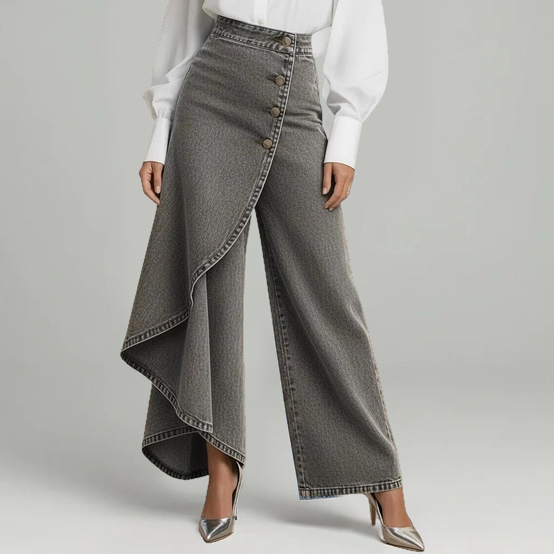 Marta - Falda-pantalón asimétrica con diseño cruzado, cómoda y moderna