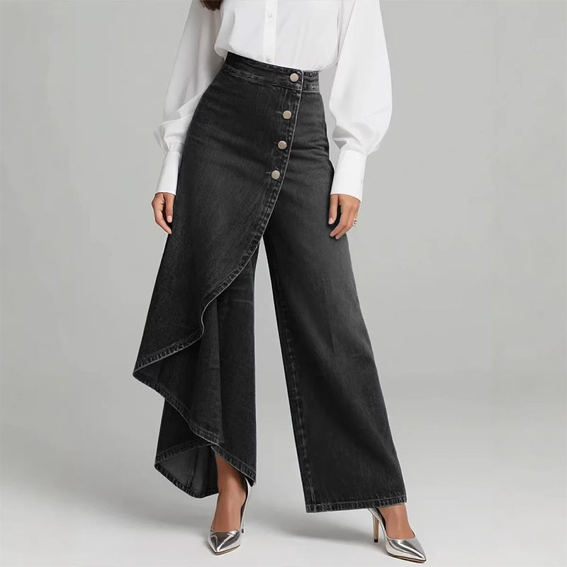 Marta - Falda-pantalón asimétrica con diseño cruzado, cómoda y moderna