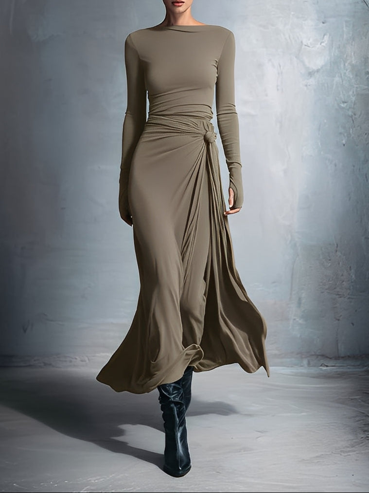 Naiara - Vestido maxi con nudo lateral